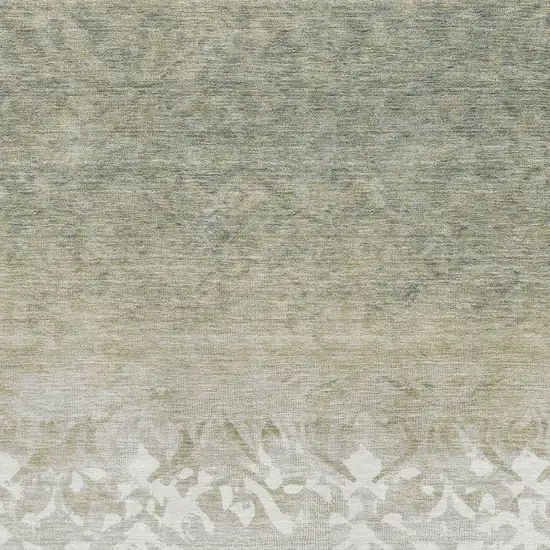 Beige Ivory And Taupe Damask Washable Area Rug With UV Protection Photo 3