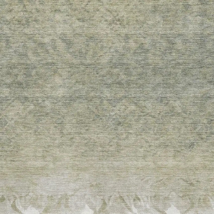 Beige Ivory And Taupe Damask Washable Area Rug With UV Protection Photo 3