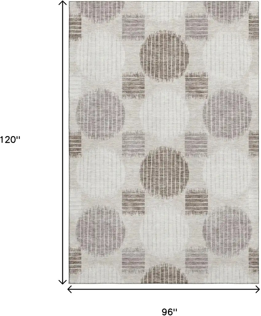 Beige Ivory And Taupe Geometric Washable Area Rug With UV Protection Photo 8