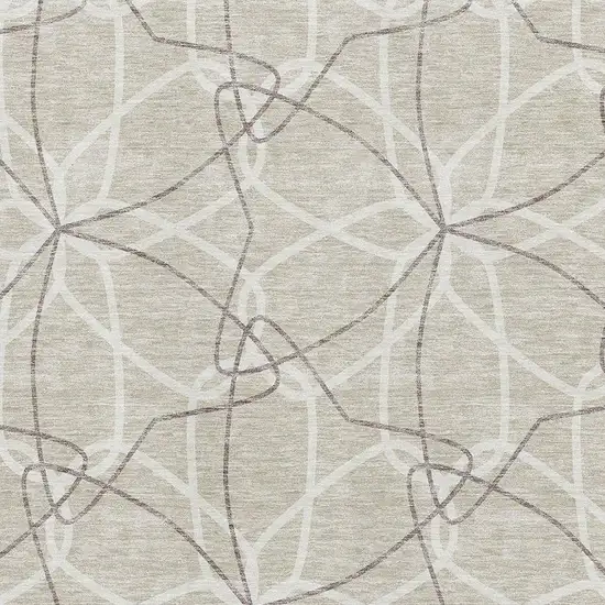Beige Ivory And Taupe Geometric Washable Area Rug With UV Protection Photo 2