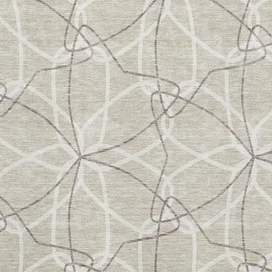 Beige Ivory And Taupe Geometric Washable Area Rug With UV Protection Photo 2