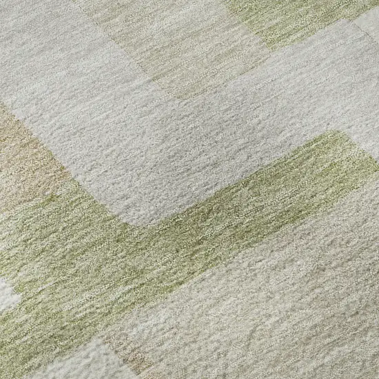 Beige Ivory And Taupe Geometric Washable Area Rug With UV Protection Photo 9