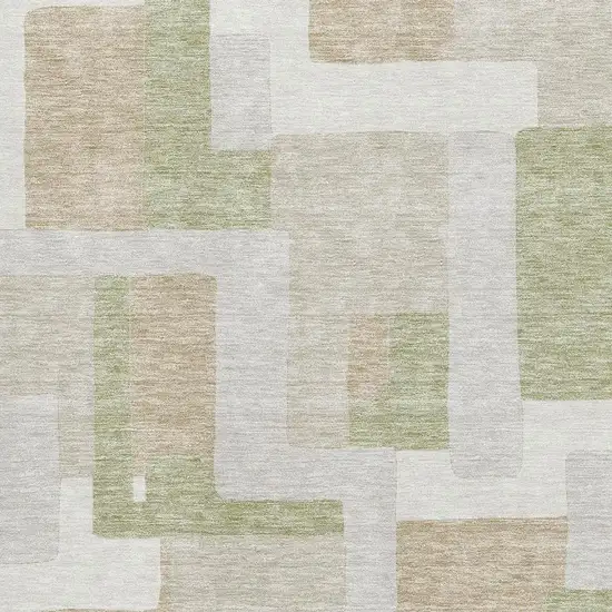Beige Ivory And Taupe Geometric Washable Area Rug With UV Protection Photo 2