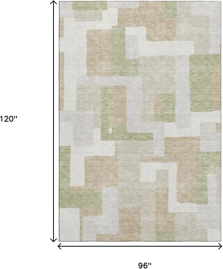 Beige Ivory And Taupe Geometric Washable Area Rug With UV Protection Photo 3