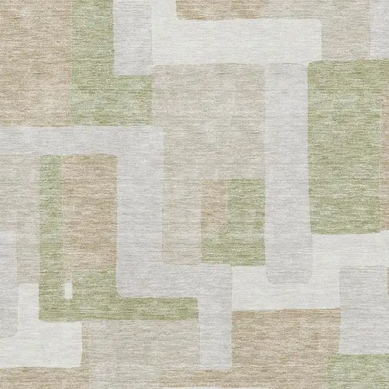 Beige Ivory And Taupe Geometric Washable Area Rug With UV Protection Photo 2