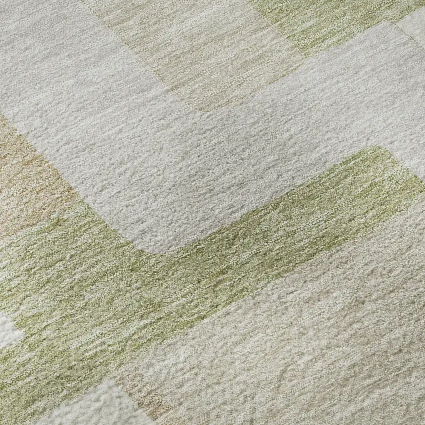 Beige Ivory And Taupe Geometric Washable Area Rug With UV Protection Photo 9