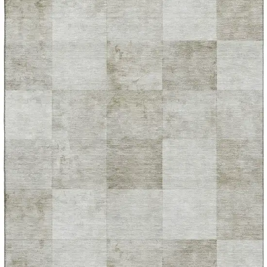 Beige Ivory And Taupe Geometric Washable Area Rug With UV Protection Photo 2