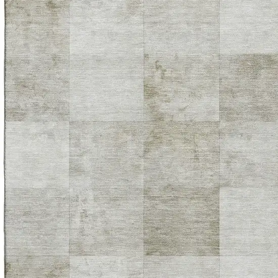 Beige Ivory And Taupe Geometric Washable Area Rug With UV Protection Photo 2