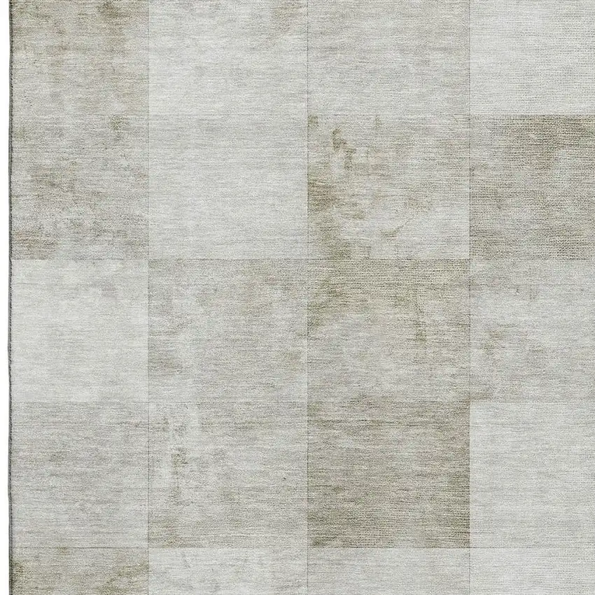 Beige Ivory And Taupe Geometric Washable Area Rug With UV Protection Photo 2