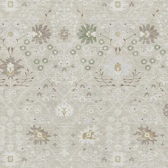 Beige Ivory And Taupe Oriental Washable Area Rug With UV Protection Photo 2