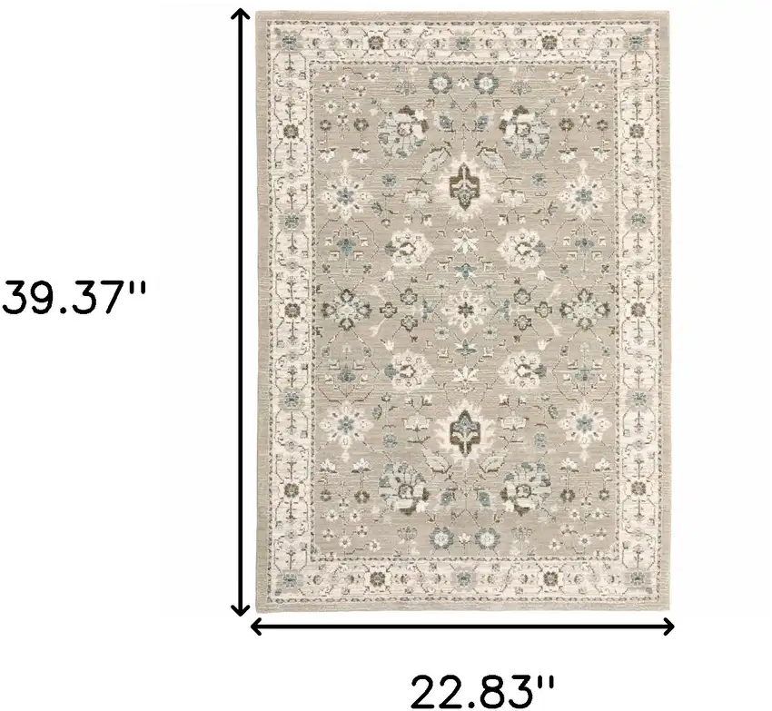 Beige Ivory Blue Green And Purple Oriental Power Loom Stain Resistant Area Rug Photo 7