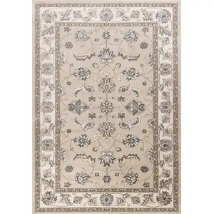Photo of Beige Ivory Bordered Floral Indoor Area Rug