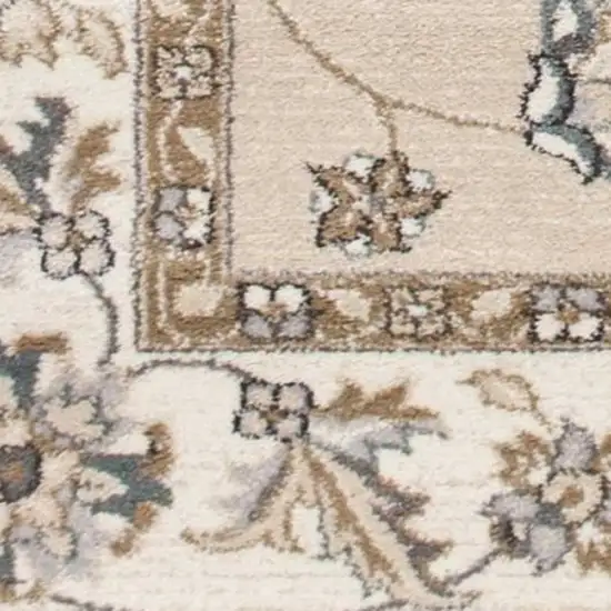3'X5' Beige Ivory Bordered Floral Indoor Area Rug Photo 5