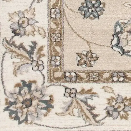 Beige And Ivory Floral Medallion Area Rug Photo 7