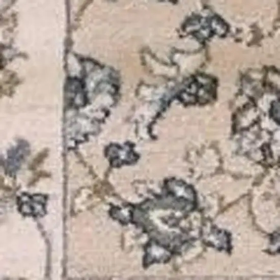 8' Beige And Ivory Floral Medallion Runner Rug Photo 7
