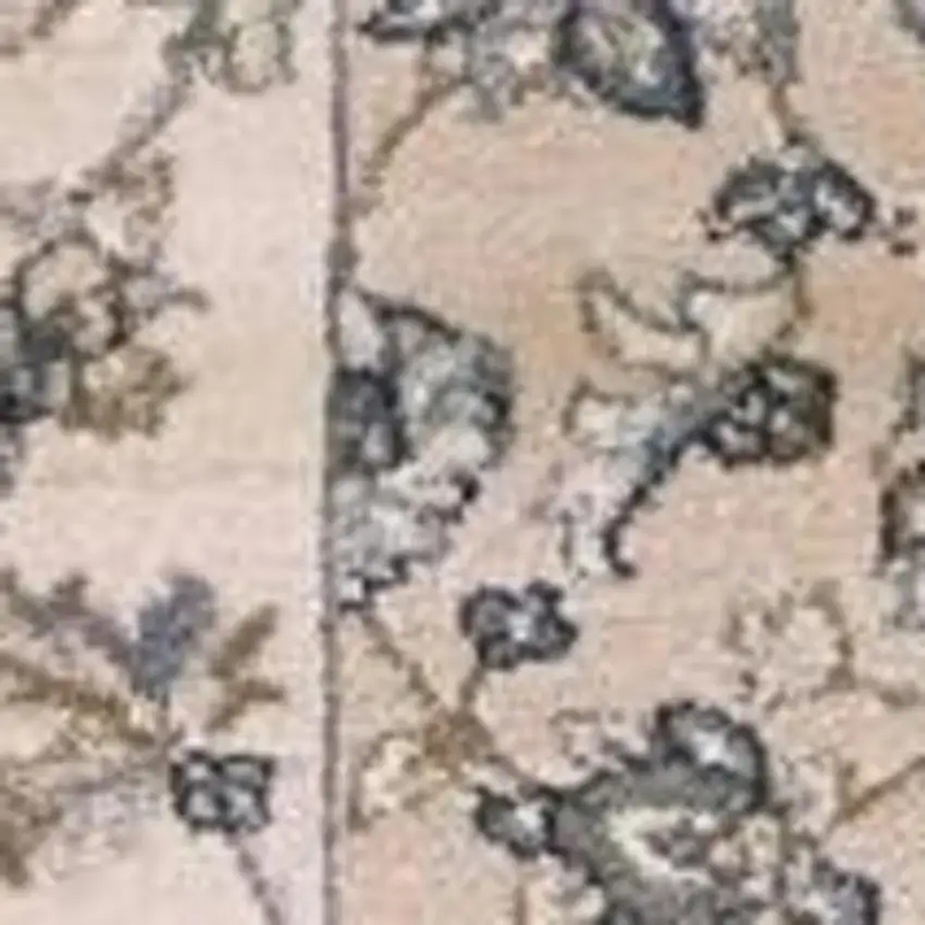 8' Beige And Ivory Floral Medallion Runner Rug Photo 6