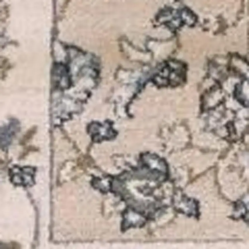 8' Beige And Ivory Floral Medallion Runner Rug Photo 8