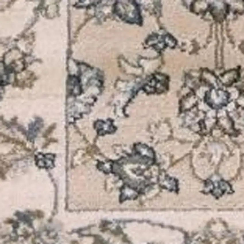 8' Beige And Ivory Floral Medallion Runner Rug Photo 7
