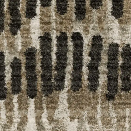 Beige Ivory Charcoal Brown Tan And Grey Abstract Power Loom Stain Resistant Area Rug With Fringe Photo 9