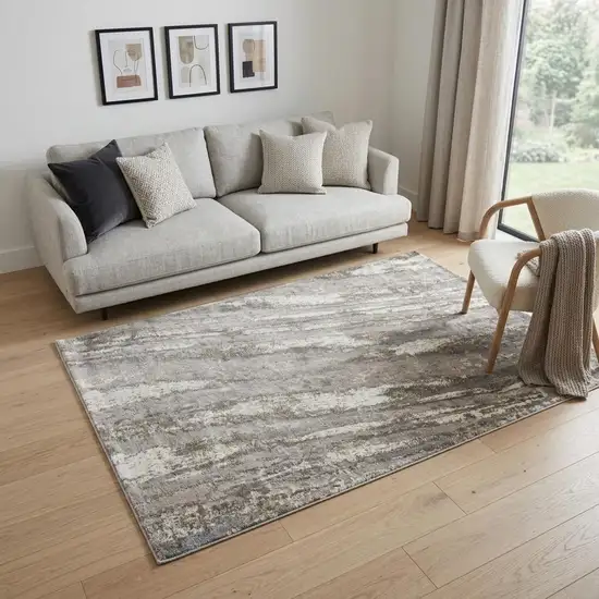 Beige Ivory Light Brown And Light Gray Abstract Area Rug Photo 1