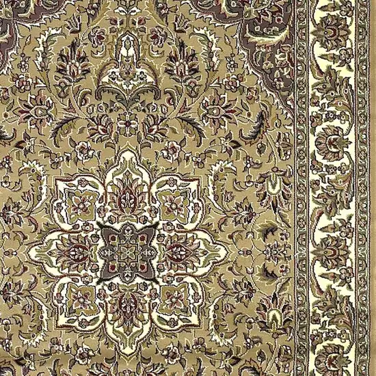 8' Beige And Ivory Floral Medallion Octagon Rug Photo 3