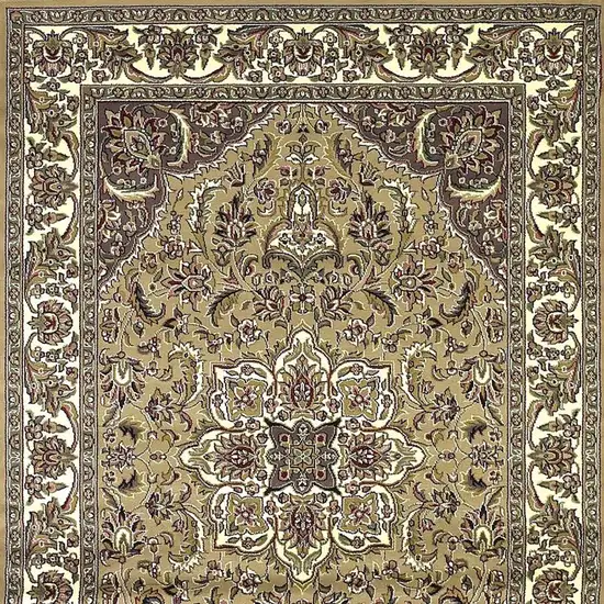 8' Beige And Ivory Floral Medallion Octagon Rug Photo 4