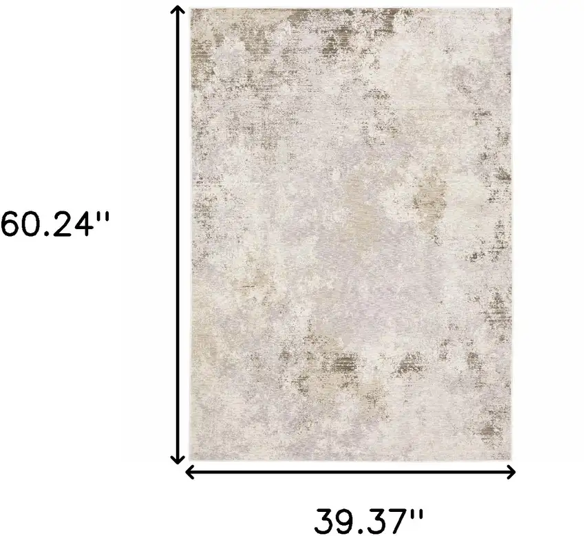Beige Ivory Tan Grey And Brown Abstract Power Loom Stain Resistant Area Rug Photo 10