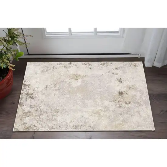 Beige Ivory Tan Grey And Brown Abstract Power Loom Stain Resistant Area Rug Photo 1