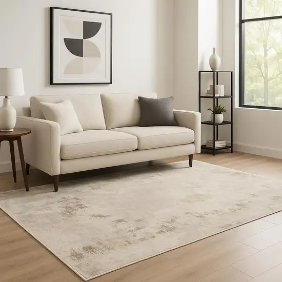 Beige Ivory Tan Grey And Brown Abstract Power Loom Stain Resistant Area Rug Photo 1