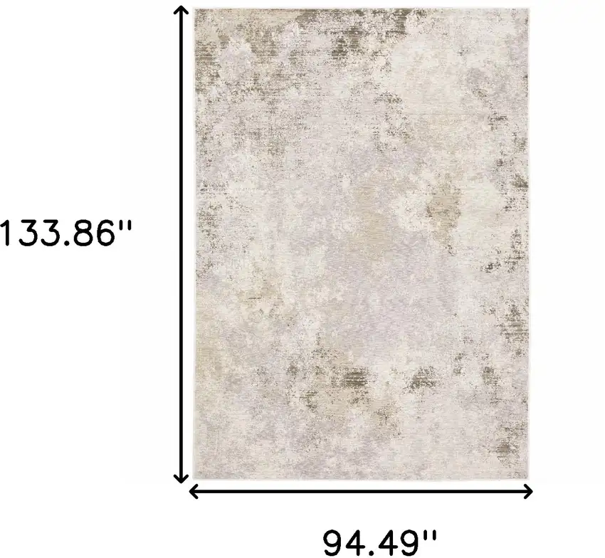 Ivory And Beige Abstract Distressed Area Rug Photo 3