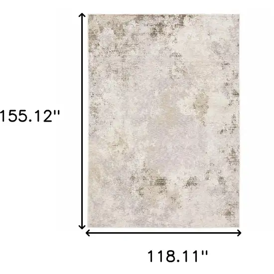Beige Ivory Tan Grey And Brown Abstract Power Loom Stain Resistant Area Rug Photo 3