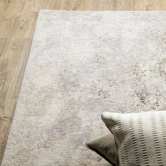 2' X 8' Beige Ivory Tan Grey And Brown Abstract Power Loom Stain Resistant Runner Rug Photo 5