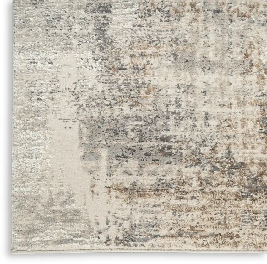 Beige Ivory and Gray Abstract Non Skid Area Rug Photo 9