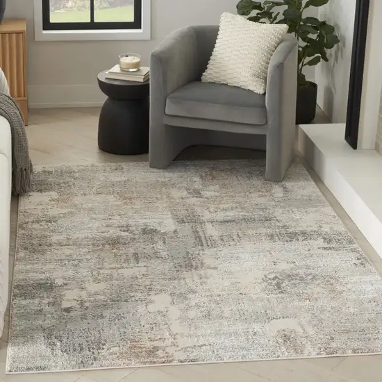 Beige Ivory and Gray Abstract Non Skid Area Rug Photo 4