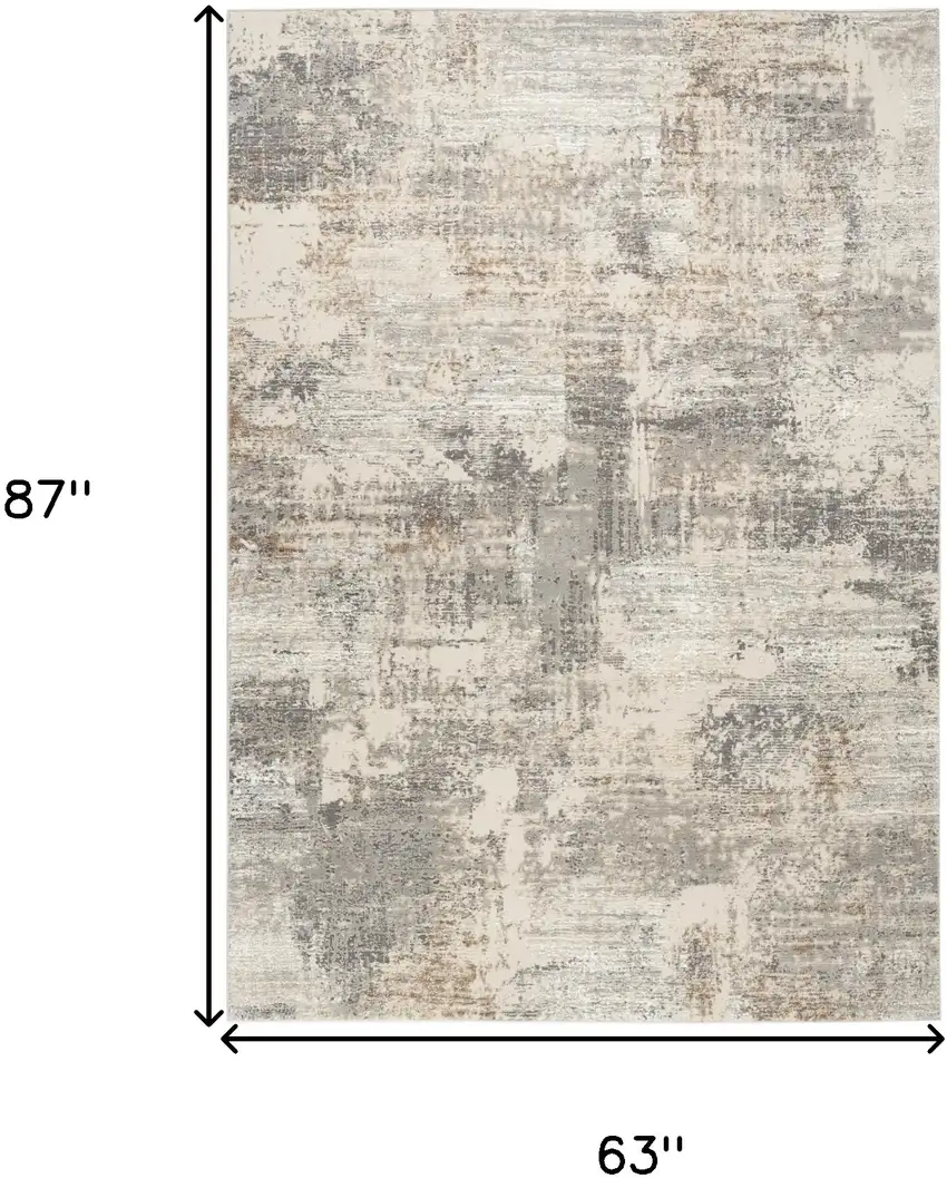 Beige Ivory and Gray Abstract Non Skid Area Rug Photo 3