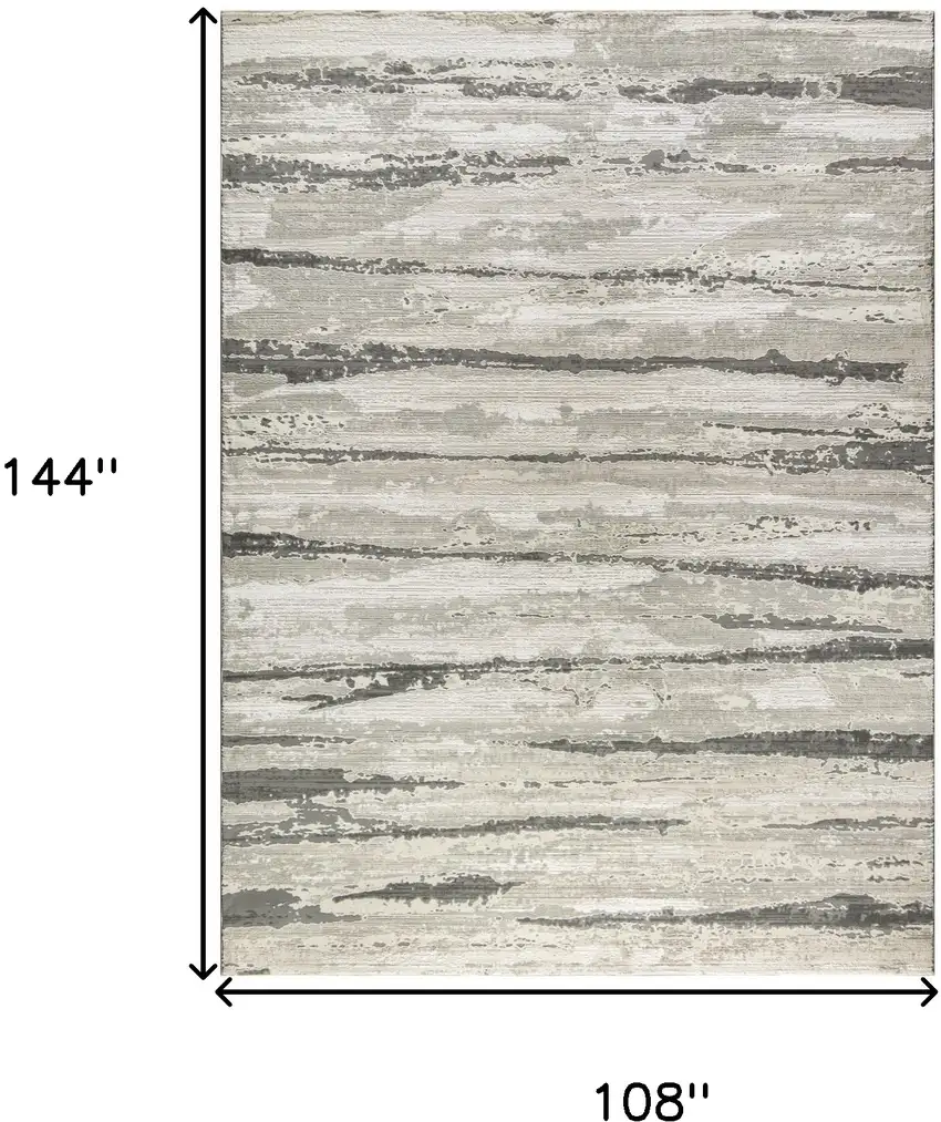 Beige Ivory and Gray Abstract Non Skid Area Rug Photo 3