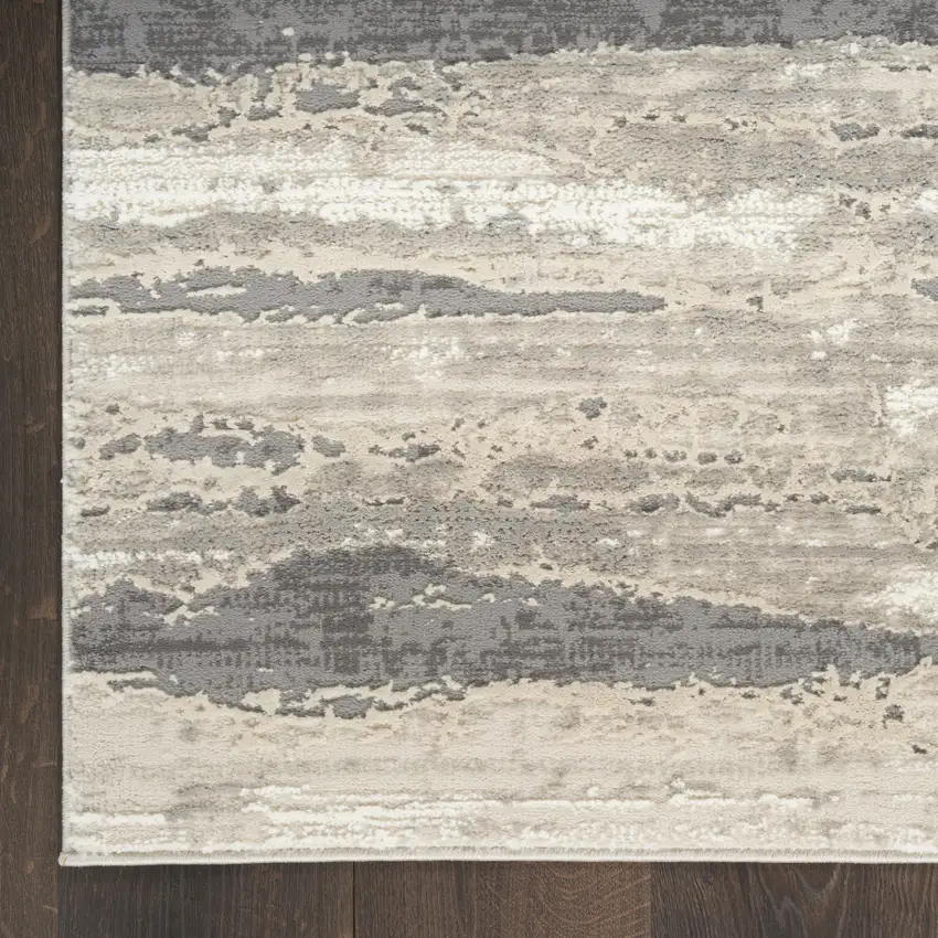 Beige Ivory and Gray Abstract Non Skid Area Rug Photo 8