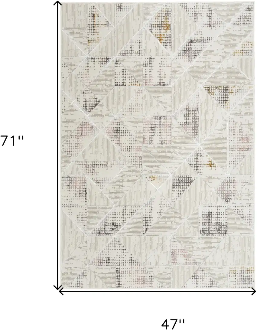 Beige Ivory and Gray Abstract Non Skid Area Rug Photo 3