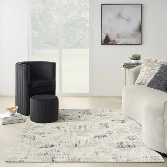 Beige Ivory and Gray Abstract Non Skid Area Rug Photo 4