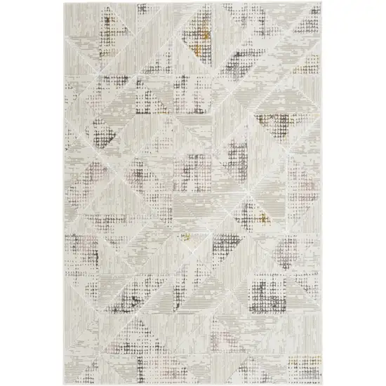 Beige Ivory and Gray Abstract Non Skid Area Rug Photo 3