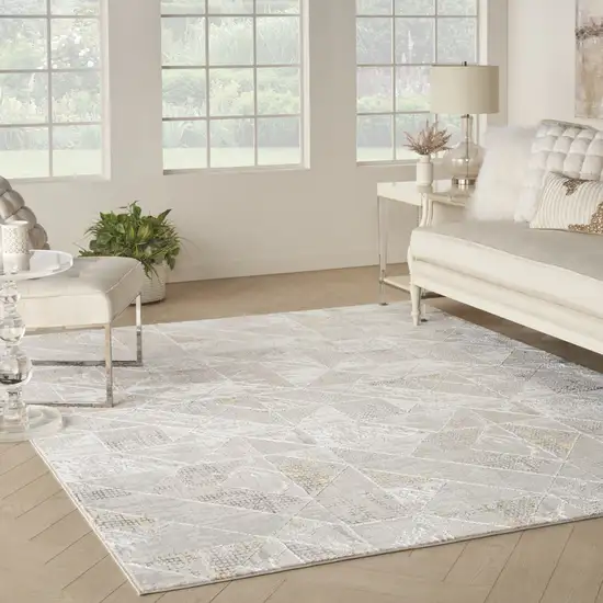 Beige Ivory and Gray Abstract Non Skid Area Rug Photo 3