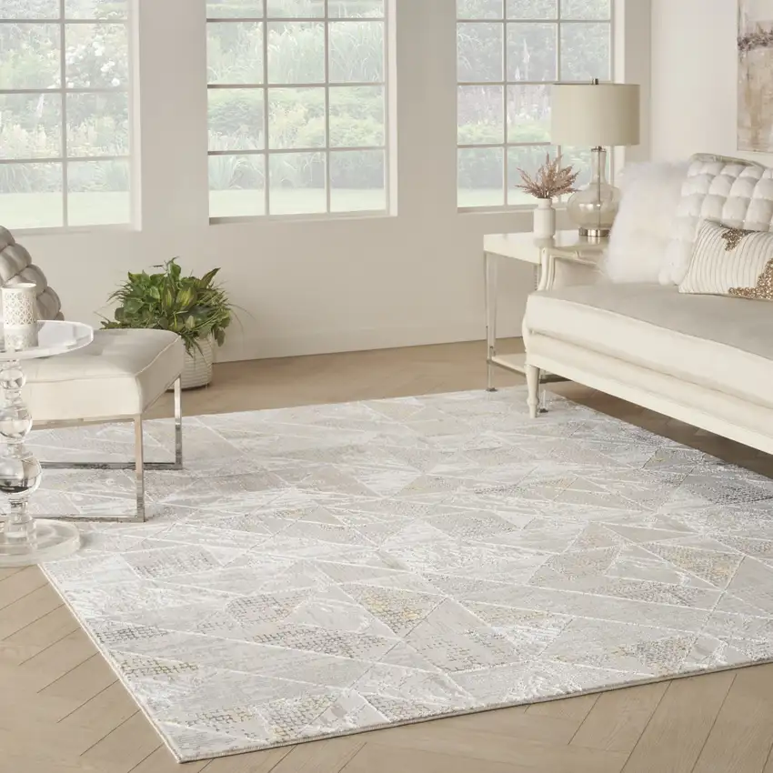 Beige Ivory and Gray Abstract Non Skid Area Rug Photo 3