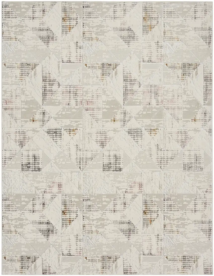 Beige Ivory and Gray Abstract Non Skid Area Rug Photo 1