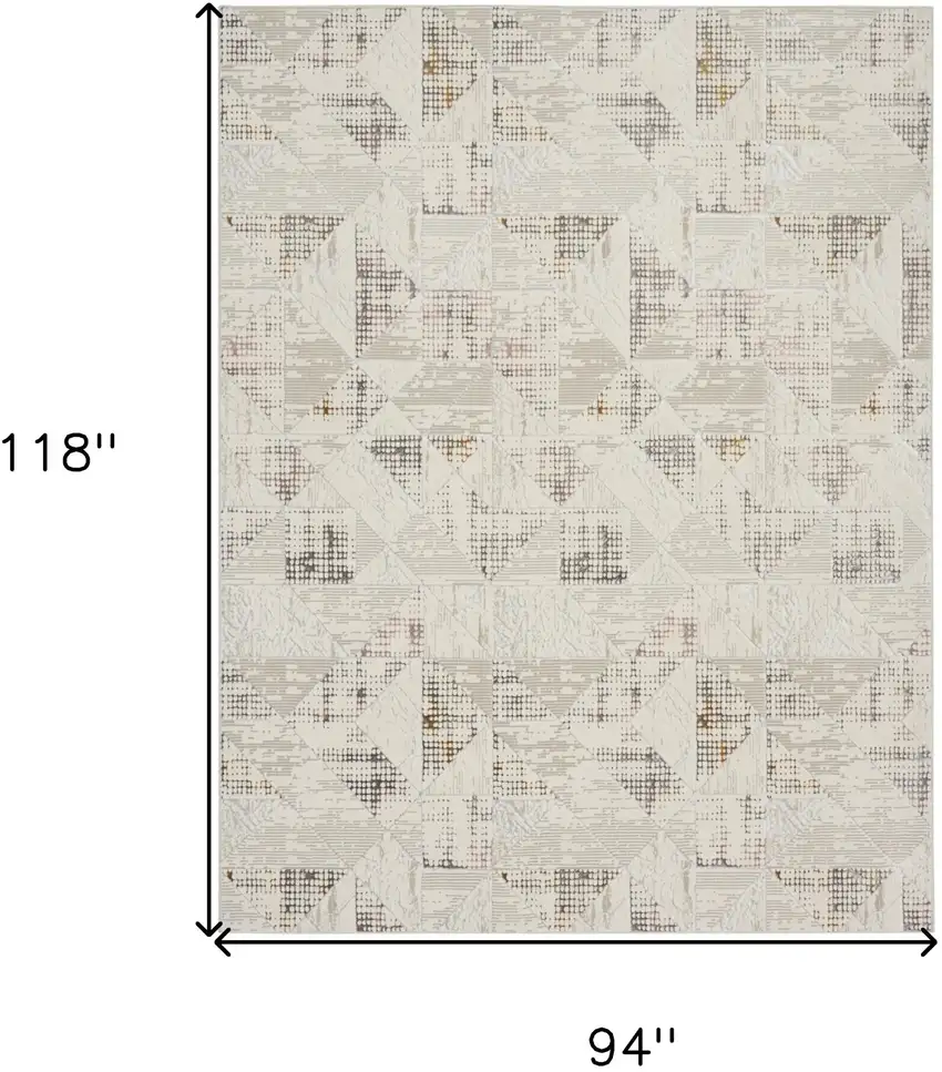 Beige Ivory and Gray Abstract Non Skid Area Rug Photo 7