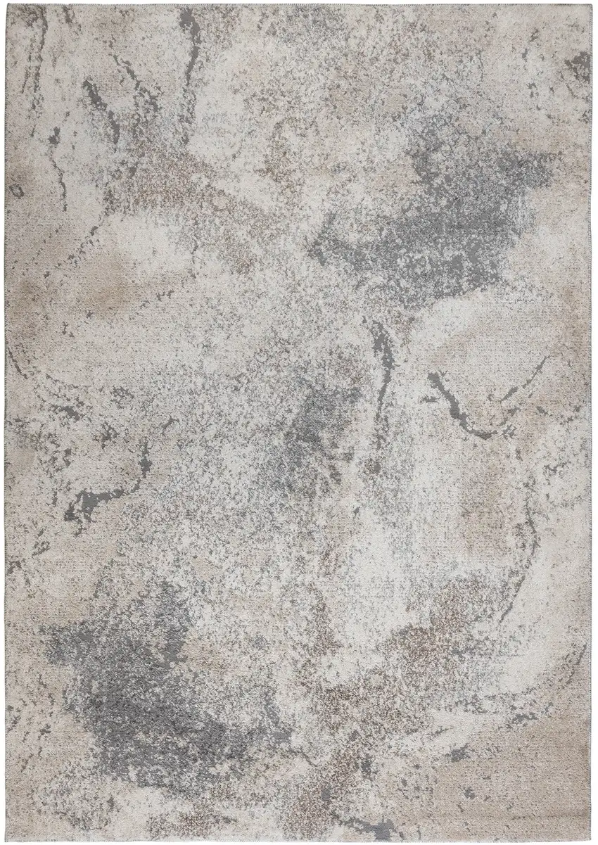 Beige Ivory and Gray Abstract Power Loom Area Rug Photo 6