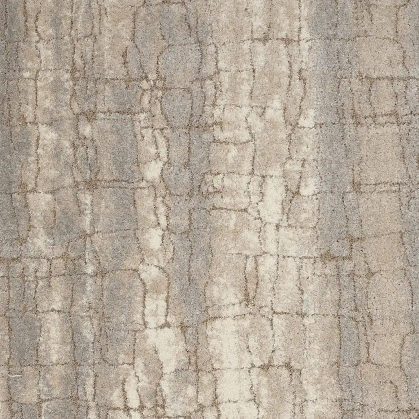 Beige Ivory and Gray Abstract Shag Area Rug Photo 6