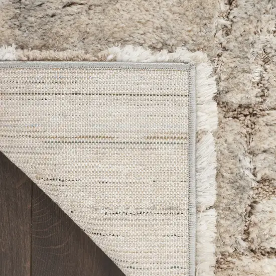 Beige Ivory and Gray Abstract Shag Area Rug Photo 8