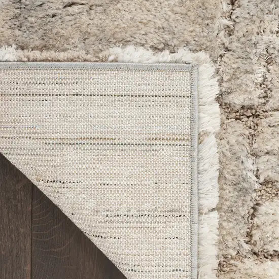 Beige Ivory and Gray Abstract Shag Area Rug Photo 9