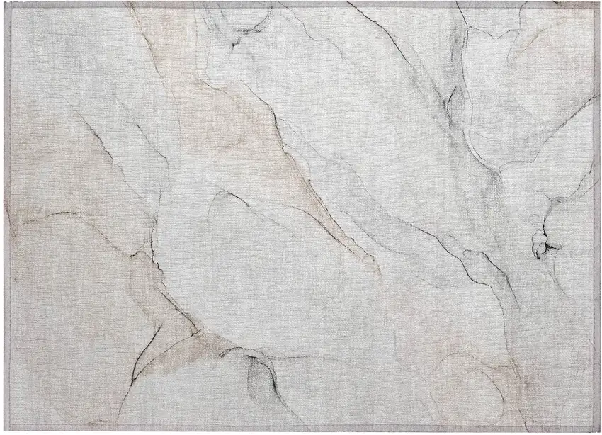Beige Ivory and Gray Abstract Washable Non Skid Indoor Outdoor Area Rug Photo 2
