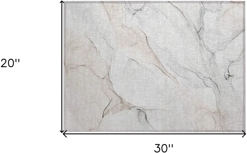 Beige Ivory and Gray Abstract Washable Non Skid Indoor Outdoor Area Rug Photo 3